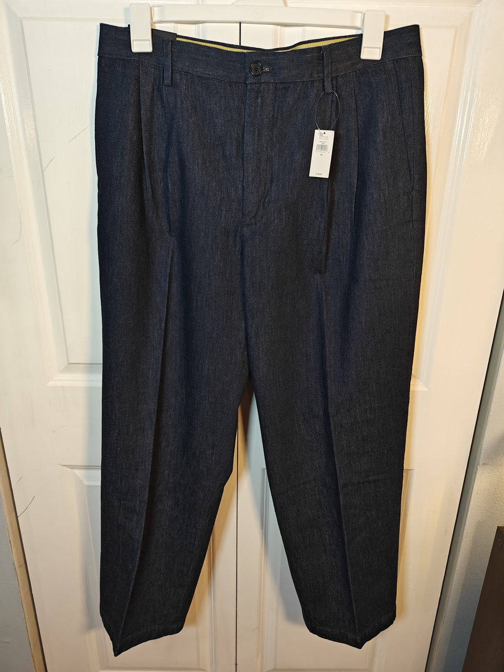 NWT Banana Republic Mens 36 Smithfield Relaxed Pleated Tapered Jeans Indigo